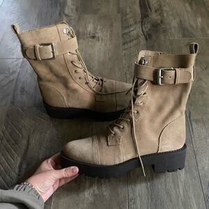 NWOB Sam Edelman Junip Suede Combat Boot Safari Tan 8.5